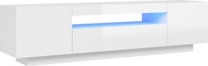 vidaXL TV-Schrank mit LED-Leuchten Hochglanz-Weiß 160x35x40 cm