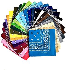 24 Stück Bandana Kopftuch Halstuch Nickituch Biker Tuch Motorad Tuch verschied. Farben Paisley Muster, Zufällige Farbe