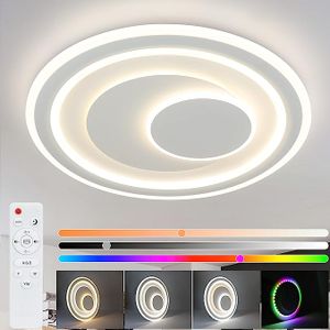 ZMH LED Deckenleuchte Weiß Dimmar mit Fernbedienung RGB Acryl Modern Rund 50 cm 90W