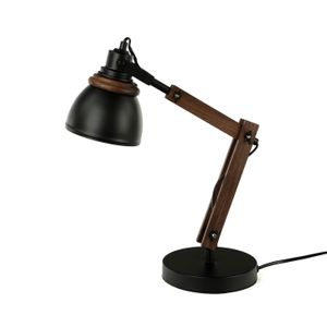 Schreibtischlampe Schwarz Natur verstellbar 52 cm Holz Metall Retro Design E14 Tischleuchte NOAH