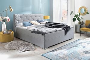 Polsterbett Chicago in Boxspringoptik inkl. Softside Wasserbett Dual - Hellgrau