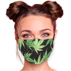 Mundschutz Nasenschutz Behelfs – Maske, waschbar, Filterfach, verstellbar, Motiv Hanf floral