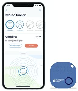 musegear® Schlüsselfinder mit Bluetooth App aus Deutschland I Maximaler Datenschutz I hellblau 1er Pack I Schlüssel finden