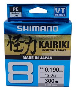 Shimano Kairiki 8, 300m, 0,06mm, 5.3kg / 11,68lbs, helles-grau, 8fach Geflochtene Angelschnur, 59WPLA68R10
