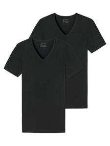 Schiesser 2er-Pack - 95/5 - Organic Baumwolle Unterhemd / Shirt Kurzarm Tiefer V-Aussschnitt, Elastische Single-Jersey Qualität, Perfekter Sitz