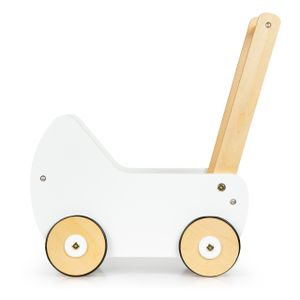 ECOTOYS Puppenwagen aus Holz weiß