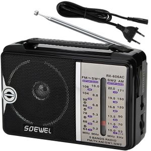 Prenosné rádio Retro s 3 frekvenciami AM/SW/FM 64-108 MHz Vintage rádio Vysoká hlasitosť Tradičné rádio AA batérie 155x55x100mm čierna Retoo