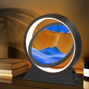 Sandbilder zum Drehen, 3D Bewegliche Sandkunst mit LED-Licht, 360° drehbare Sanduhr-Dekoration, 10 Zoll, Blau Sandbilder zum Drehen, 3D Bewegliche Sandkunst mit LED-Licht, 360° drehbare Sanduhr-Dekoration, 10 Zoll, Blau