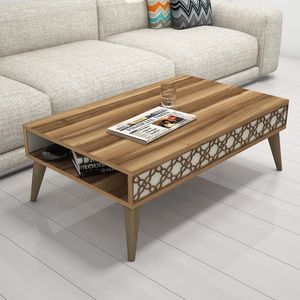 Skye Decor, City - Walnut, Cream, Couchtisch, Nussbaum, 100 % MELAMINBESCHICHTETE SPANPLATTEN, 105 x 60 x 36,6 cm