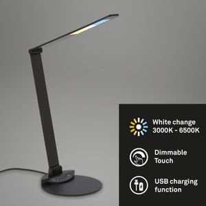 LED Schreibtischlampe Bürolampe schwenkbar Touch CCT Dimmbar Silber 6W Briloner