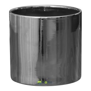 Keramik Blumentopf Zylinder silber 8 cm