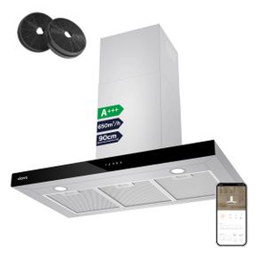 CIARRA A+++ 650 m³/h odsavač par 90cm nástěnný odsavač par WIFI +APP & Touch Control Boost VMS9102