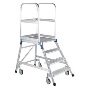 Podesttreppe fahrbar Z600 einseitig begehbar mit Leichtmetall-Stufen | 41971
