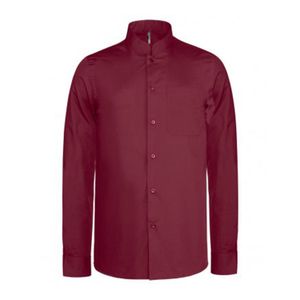 Pánská košile Kariban se stojáčkem, dlouhý rukáv PC2540 (M) (vínově červená)