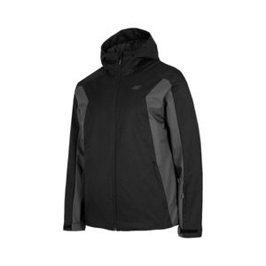 4F Winterjacke Herren Snowboardjacke Skijacke mit Kapuze Warm Winter Jacke Wassersäule 5.000 mm Winddicht Wasserdicht Schwarz-Grau M