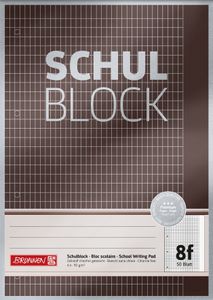 BRUNNEN 1052608 Schulblock A4 Premium 50 Blatt, gelocht, Lineatur 8f