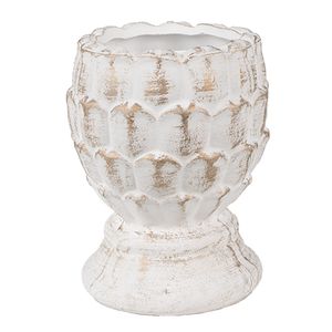 Clayre & Eef Blumentopf Ø 11x13 cm Weiß Stein