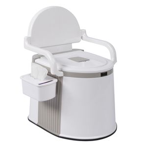 FCH Campingtoilette mit Schubladenbox und Antirutschmatte, Nottoilette, tragbare Toilette, mobile Toilette, 5L, 52,5 x 42,5 x 66 cm, Off-White