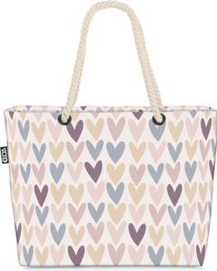 VOID Herzen Muster Strandtasche Shopper 58x38x16cm 23L XXL Einkaufstasche Tasche Reisetasche Beach Bag