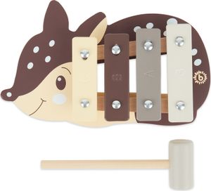 Bieco Kinder Xylophon in Reh-Design | Musikinstrumente für Kinder ab 1 Jahr | Süßes Musikspielzeug Baby | Glockenspiel für Kinder mit Schlägel | Xylophon Kinder 1 Jahr | Baby Musikinstrumente