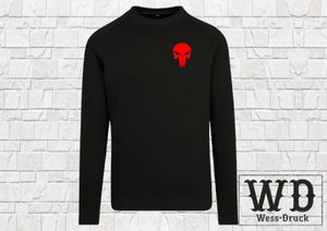 Wessdruck Punisher Pullover Schwarz Rot 3XL
