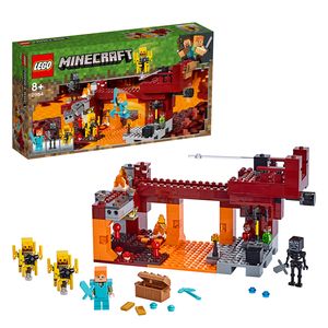 LEGO 21154 Minecraft Die Brücke, Bauset mit Alex-Minifigur, Whiter-Skelett, Lava und Lohefiguren, Minecraft-Nether-Kulisse, Spielzeuge für Kinder