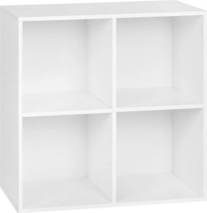 WOLTU Bücherregal Würfelregal 4 Fächer, Büroregal Aktenregal, Holzwerkstoff : Weiß Farbe: Weiß