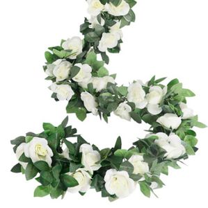 69-Rosen Künstliche Rosen Girlande Hochzeitsfeier-Dekoration 2M Weiß Rosen Girlande Blumengirlande Seidenblumen Hängend Kunstblumen