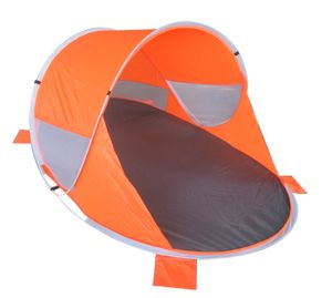 Strandmuschel Pop Up Strandzelt Grau + Orange Wetter + Sichtschutz Zelt