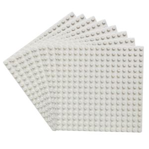 8er Platten Set 13cm x 13cm / 16x16 Pins - Große Grund- Bauplatte für Lego, Sluban, Papimax, Q-Bricks,  Weiß