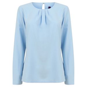 Henbury - Bluse Bundfalten für Damen  Langärmlig RW9332 (4XL) (Hellblau)