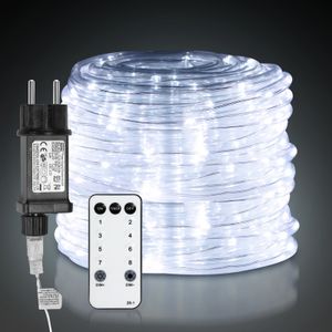Yakimz LED Lichterschlauch Mit Fernsteuerung Außen Außen/Innen Lichtschlauch Innenbereich Lichterkette—Kaltweiß—10m