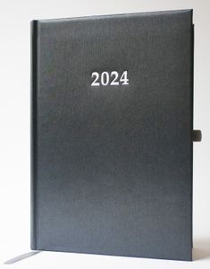 2024 ADINA Buchkalender Chefplaner A5 schwarz 1 Tag 1 Seite auch sonntags