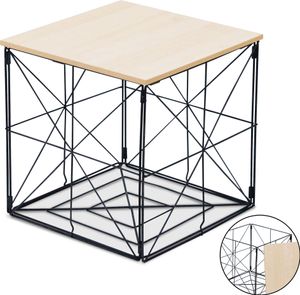 Tischkorb Beistelltisch Nachttisch Sofatisch faltbar 31x31x31 cm Metallgestell Holz/MDF Platte natur