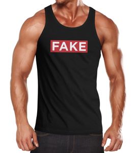 Herren Tank-Top Fake Schriftzug Parodie Hoax roter Balken Fashion Streetstyle Neverless® schwarz 3XL