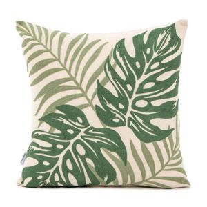 Poszewka na poduszkę SELI z haftowaną monstera zieloną 45x45 cm HOMLA