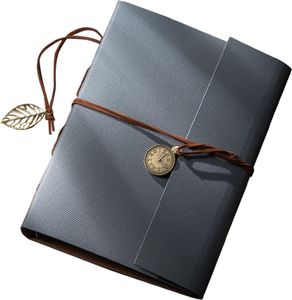 Selbstgestalten Seiten Album Groß zum Einkleben Vintage Leder, Fotobuch zum Einkleben Geschenk für Mutter Frau Mann Freund,(grey)