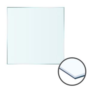 HOOZ Glasplatte für Kaminofen und Tischplatte in 90x90cm Facettenschliff, Schutzplatte mit 6mm ESG Sicherheitsglas, Funkenschutzplatte, Glasboden für Kamin (Klarglas)
