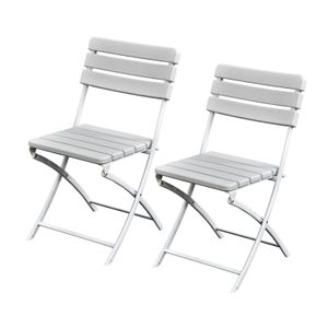 SVITA 2er Set Balkonstuhl Holzoptik klappbar Gartenstuhl Bistro Set Outdoor Weiß