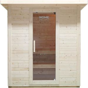 HOME DELUXE - Sauna zewnętrzna TALO L - dla 4 osób - wymiary: 221 x 217 x 221 cm, drewno: świerk - w zestawie piec do sauny i akcesoria do sauny I Sauna ogrodowa, sauna zewnętrzna, sauna
