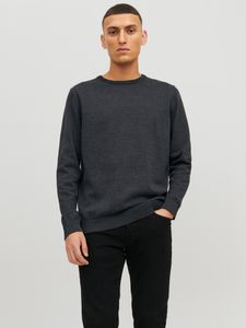 JACK & JONES Strickpullover JJEBASIC KNIT Rundhalspullover , Farbe:Dark Grey Melange / Grau, Größe:L