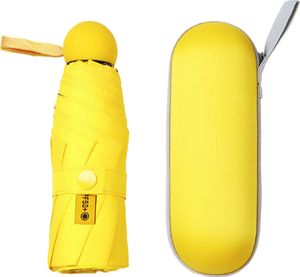8K Mini-Regenschirm, Taschenschirm, Sonnenschutz-Regenschirm, faltbar, kompakt und leicht, geeignet für Erwachsene und Kinder, gelb
