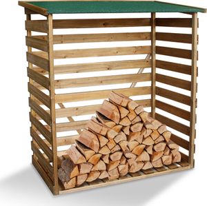 MCombo Kaminholzregal mit Rückwand Brennholzregal Kaminholzunterstand Holz braun 1200