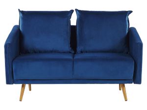 BELIANI Sofa Dunkel Blau Samtstoff 2-Sitzer 130 x 78 x 68 abnehmbare Kissenbezüge Minimalistisch Retro Wohnzimmer Flur Arbeitzimmer Modernes Desing