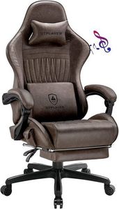 GTPLAYER Herná stolička ACE PRO, ergonomická kancelárska stolička s výklopnými podrúčkami a podnožkou, Hi-Fi reproduktor, pôsobivá zvuková atmosféra, svetlohnedá