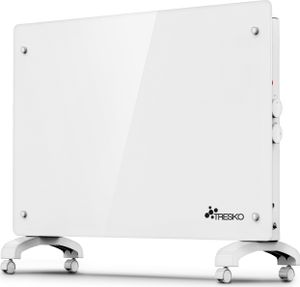 TRESKO® Elektroheizung Weiß 1500W Glaskonvektor Konvektor Wand Heizung Glas Heizkörper Bad