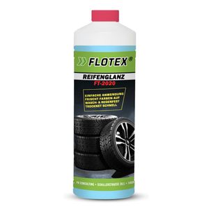 Flotex® 1L Reifenglanz - Auto Kunststoffpflege & Gummipflege für Außen - Schwarz - Reifenpflege für Reifenglanz - Autoreifen Pflege und Reifen Reiniger - Reifenschwarz Auto