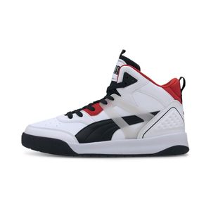 Puma BACKCOURT MID Unisex Schuhe Sneaker Mid Cut Basketballsneaker, Größe:UK 5 - EUR 38 - 24 cm, Farbe:Weiß (Puma White-High Risk Red)