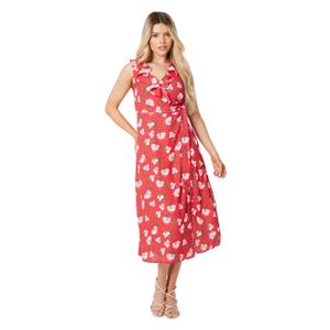 Dorothy Perkins - Midikleid Rüschen für Damen DP5524 (34 DE) (Rot)