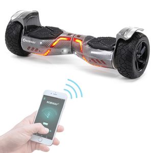ROBWAY W2 Hoverboard | 700 Watt - 8,5 Zoll - 15 km/h  - App - Bluetooth - LEDs - Für Erwachsene & Kinder - Self-Balance - Bis 120 Kg (Carbon 2.0)